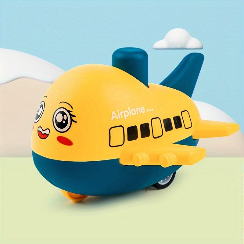 1pc FunPlay Cartoon Airplane Model Toy for Kids, Plastic Press and Glide Vehicle,Battery Free,No Special Features,Limited Control Range Mixed Colors