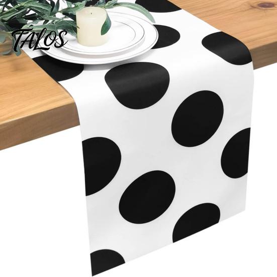 Easy Care Table Decor Modern Geometric Runner, Black And White Checkered Casual Texture Dining Room Accessory 72 Inch Striped Runner for Stylish