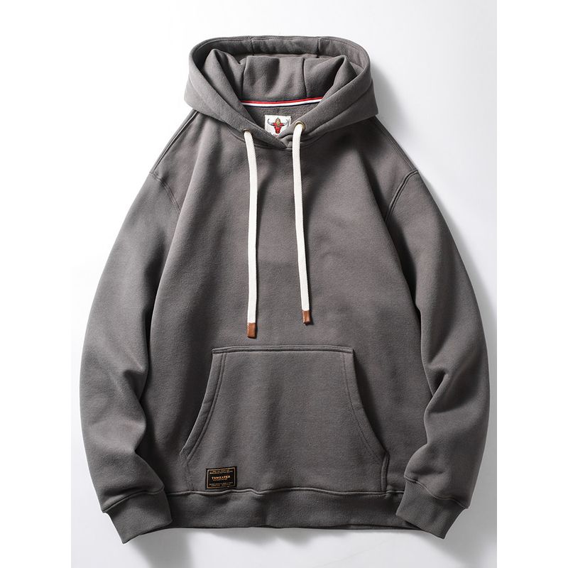 Trendy American Retro Hooded Spring and Autumn Export Sweater Iron Gray L