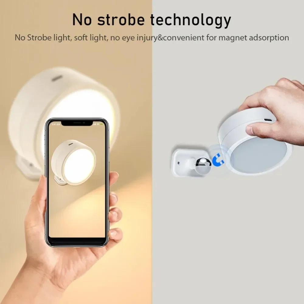 Magnetische LED-Wandleuchte, wiederaufladbare Leseleuchten, 360°-Drehung, Touch-Fernbedienung, Schrankstrahler, Nachtlampe