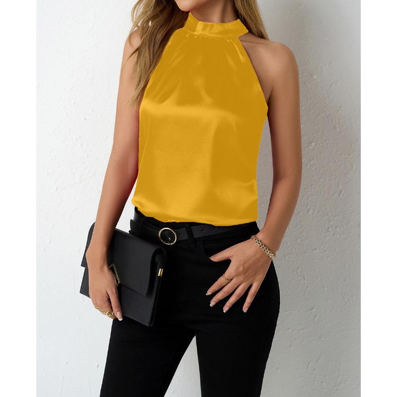 Women's Summer New Tank Top Off The Shoulder Halter Sleeveless Top
