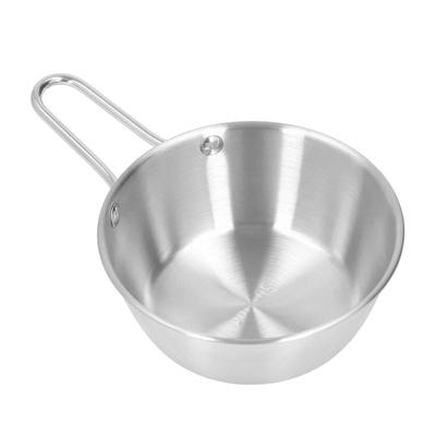 Bowl Stainless Steel Simple Design Anti Scalding Bowl with Handle for Camping Hiking Silver