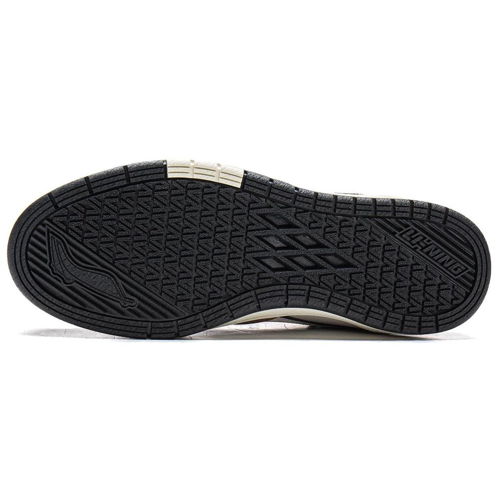 Li Ning Weiwu Pros Synthetic Leather Cow Split Leather Comfortable Simple Durable Lightweight High-Top Sneakers Unisex Sneakers Gray Brown AEPW001-2