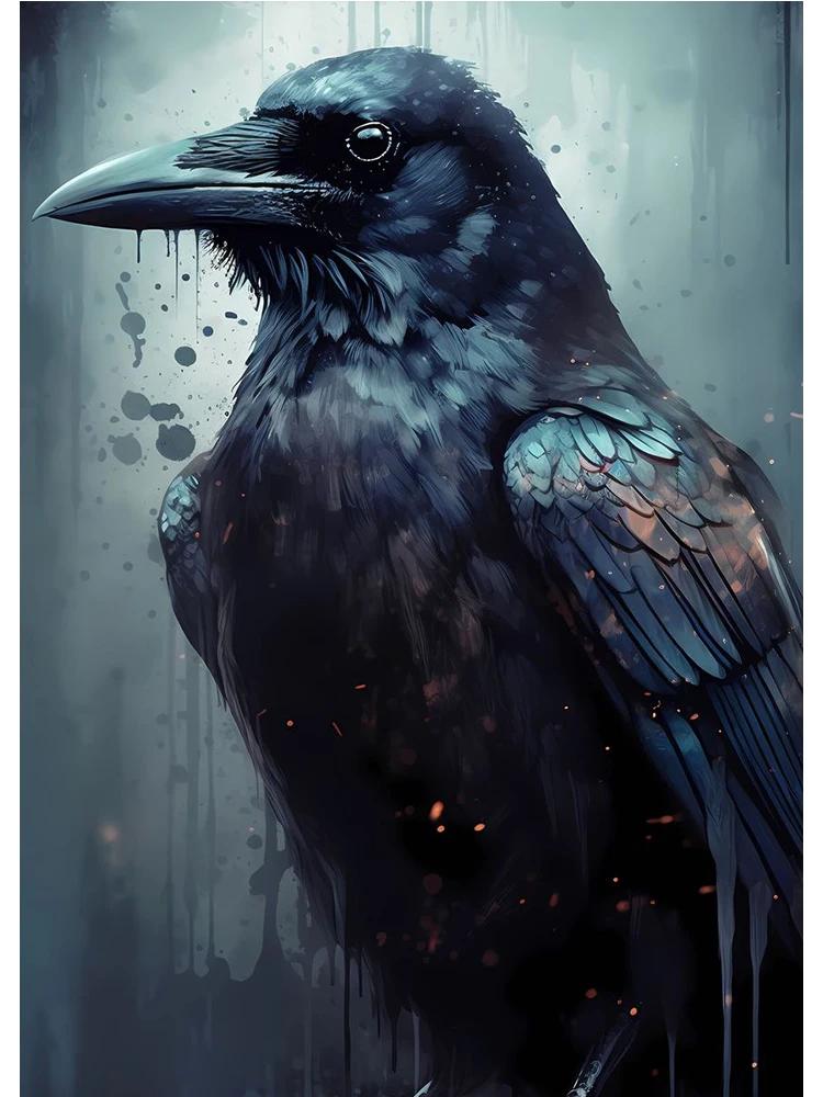 

Акварель Череп Черного Ворона Луна Ворон Иллюстрация Постер Холст Живопись Абстрактное Животное Настенное Искусство Для Гостиной Домашний Декор 8X12inch 20x30cm