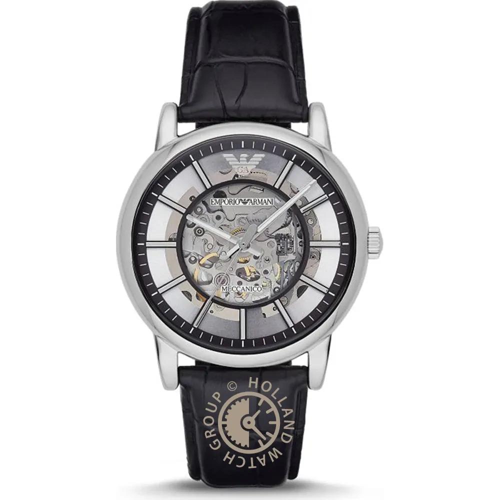 

Emporio Armani Luigi Silver Leather Black Men s Automatic Watch AR1981 серебряный