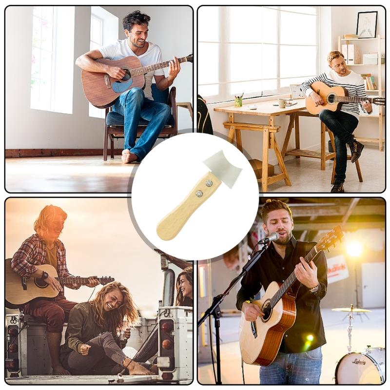 Guitar Slot Saw Cutter Fret Cleaning Cutter with Wood Handle Guitar Nut Hole Cutter with Ruler Edge for Music Instrument