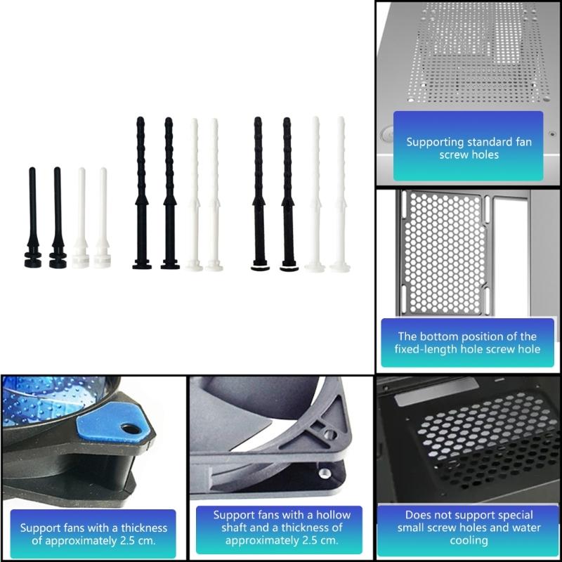 10Pcs 25mm PC Case Fan Soft Silicone Anti Noise Reducing Vibration Screw Fan Rivet for Computer Hardware Equipment