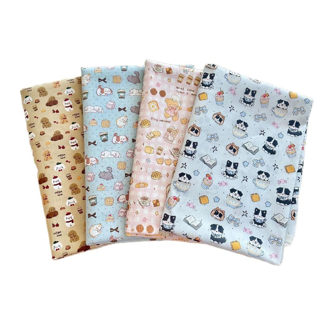Korean Style Cartoon Animal Floral 100% Cotton Fabric for Women's & Children's Clothing, Family Outfits, Homewear & DIY Projects