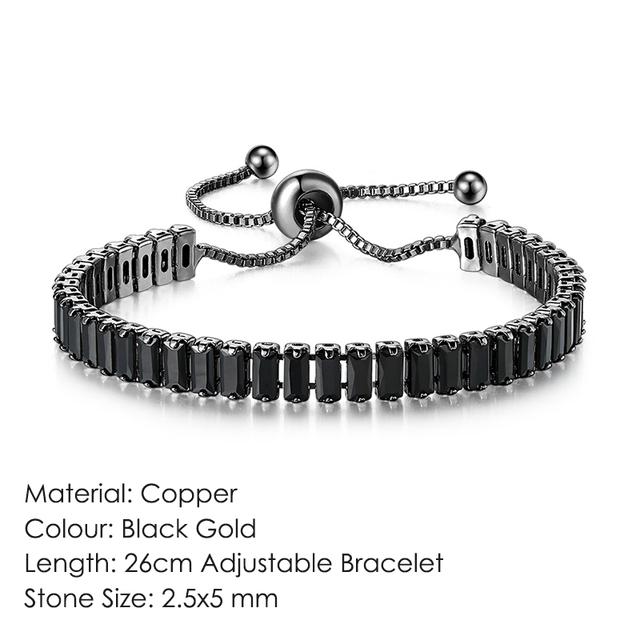 

Черный кристальный теннисный браслет для женщин стимпанк регулируемая серебряная цепочка на руку друзья подарок хиппи ювелирные изделия Dzh051