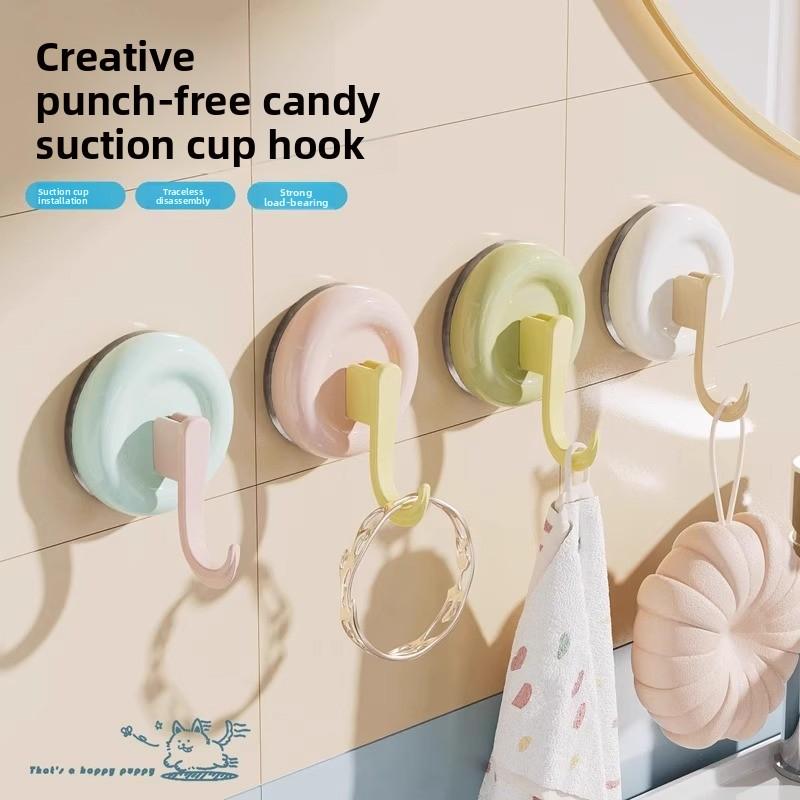 4 Pcs Strong Vacuum No-hole Non-marking Removable Household Kitchen Bathroom Bathroom Wall Hanging Suction Cup Hooks