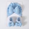 Cotton Knit Baby Hat Socks Set 0-12 Months Newborn Turban Hat Baby Bow Fetal Cap  Home/Outdoor