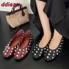 Fashion Luxury Footwear Round Toe Ladies Flats Shoes Female Shallow Fashion Metal Rivet Women Flats Slip On Shoes Big Size 43