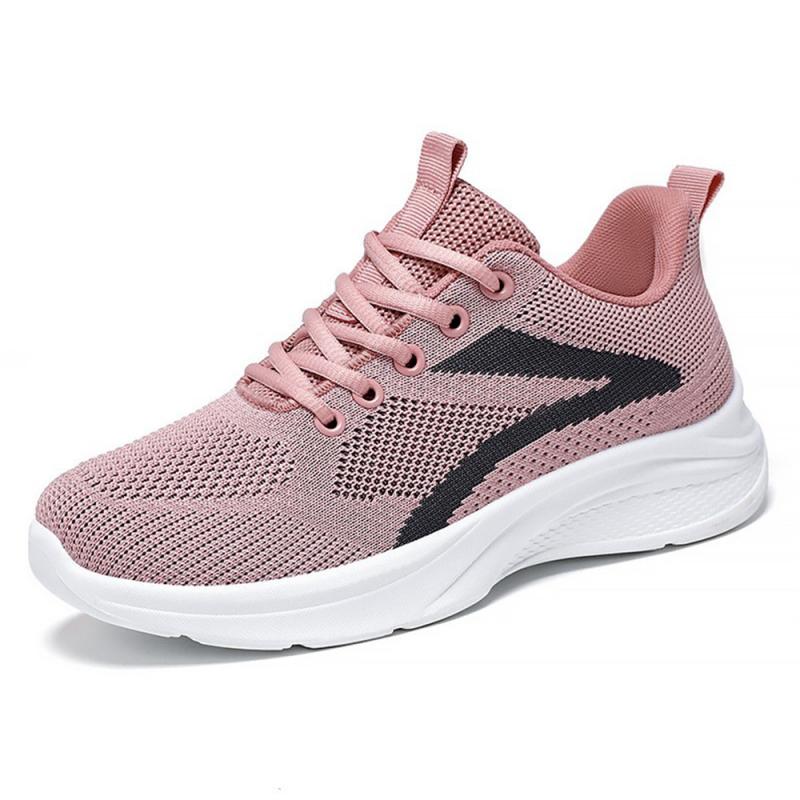 Spring Autumn Round Toe Soft Sole Comfortable Lace New Sports Shoes Mesh Breathable Fashion Lightweight Flat Women's Shoes