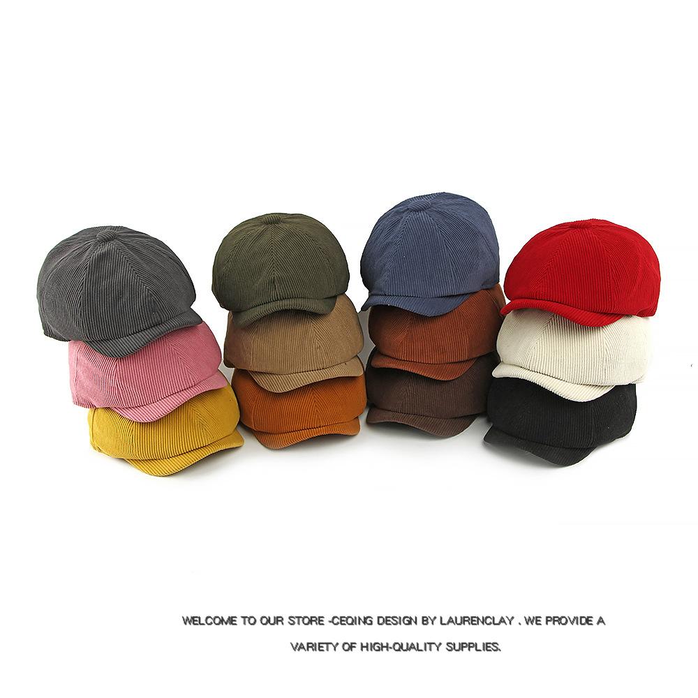Herbst Winter Mütze Herren Damen Achteckige Mütze Dick Warm Corduroy Britisch Vintage Newsboy Mütze