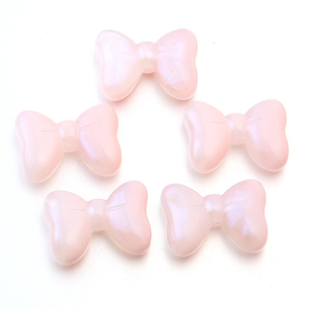 5Pcs Candy Color Bow Acrylic Beads Charms Cute Cream Color Bowknot Loose Beads for Bracelet Necklace Jewelry Making Accessories