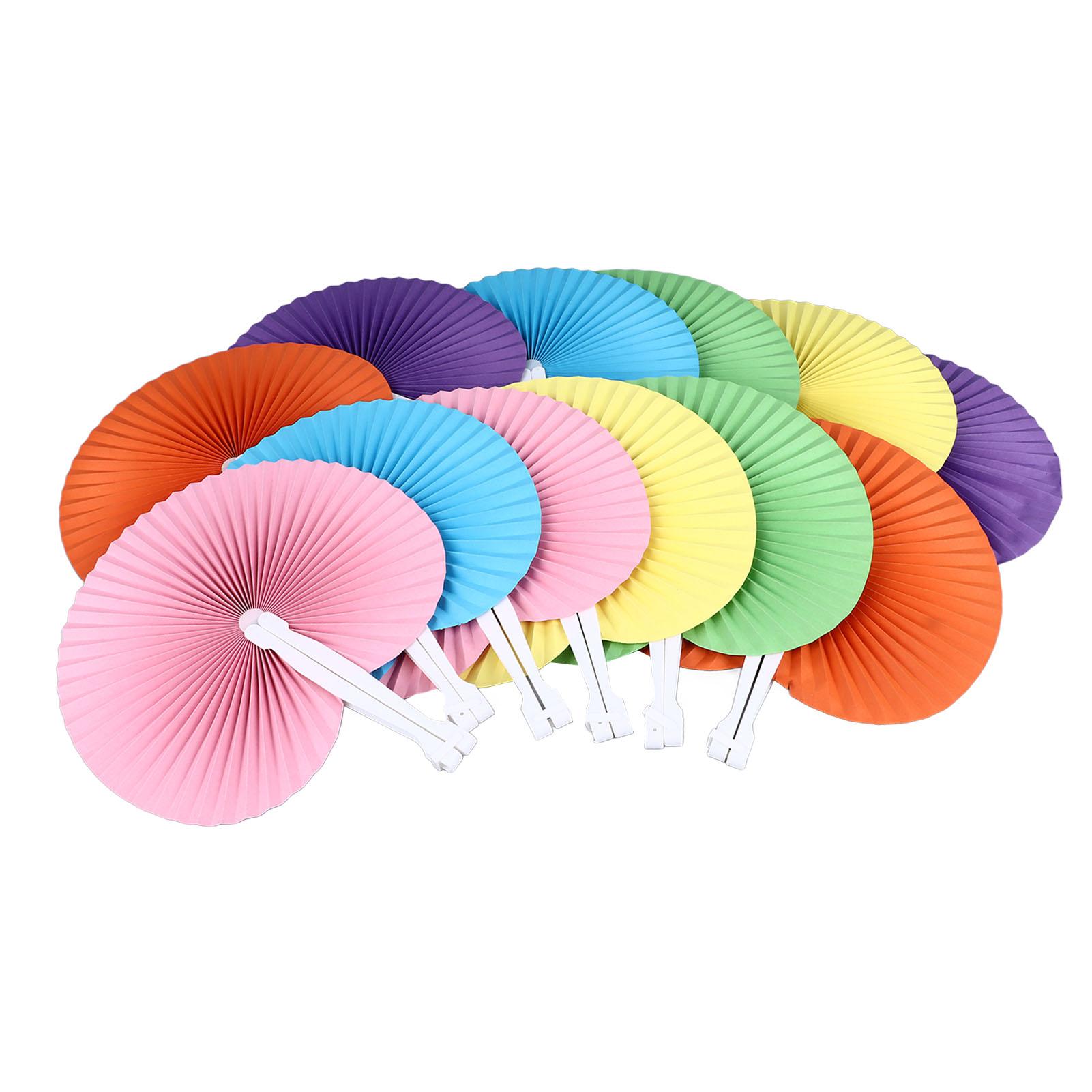 

12 шт. ручных бумажных вееров разных цветов легкие прочные несминаемые складные ручные веера