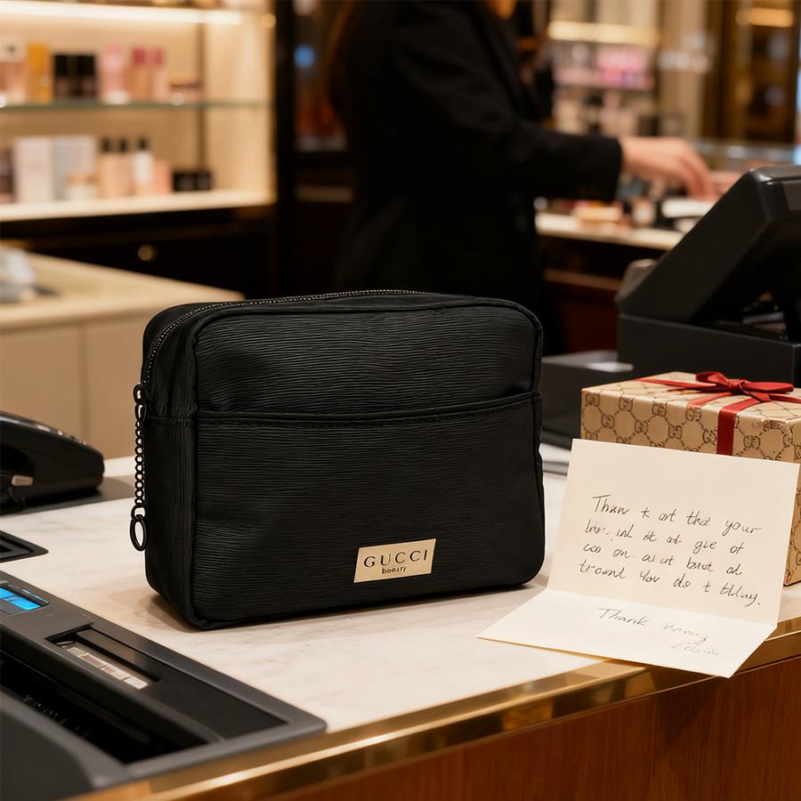 Gucci Women's Cosmetic Bag, Made Of Pure Cotton Fabric. Suitable For Commuting And Parties. Environmentally Friendly