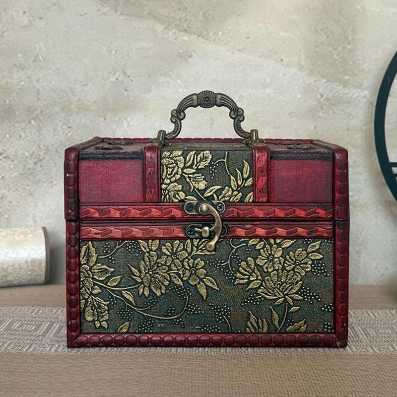 Vintage Wooden Storage Box Portable Decorative Treasure Chests For Jewelry Small Objects And Home Decoration