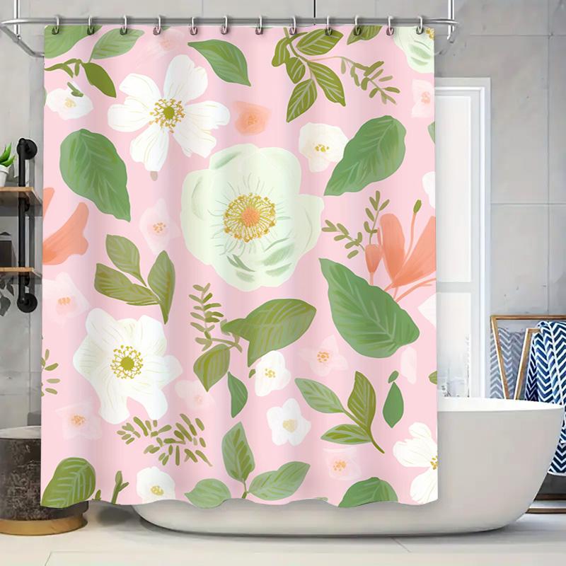 

Luxury Printed Shower Curtains With Floral Design Waterproof Bathroom Decor For Home Decoration Multiple Colors Available (Peach W60H190(CM)-1 Pcs