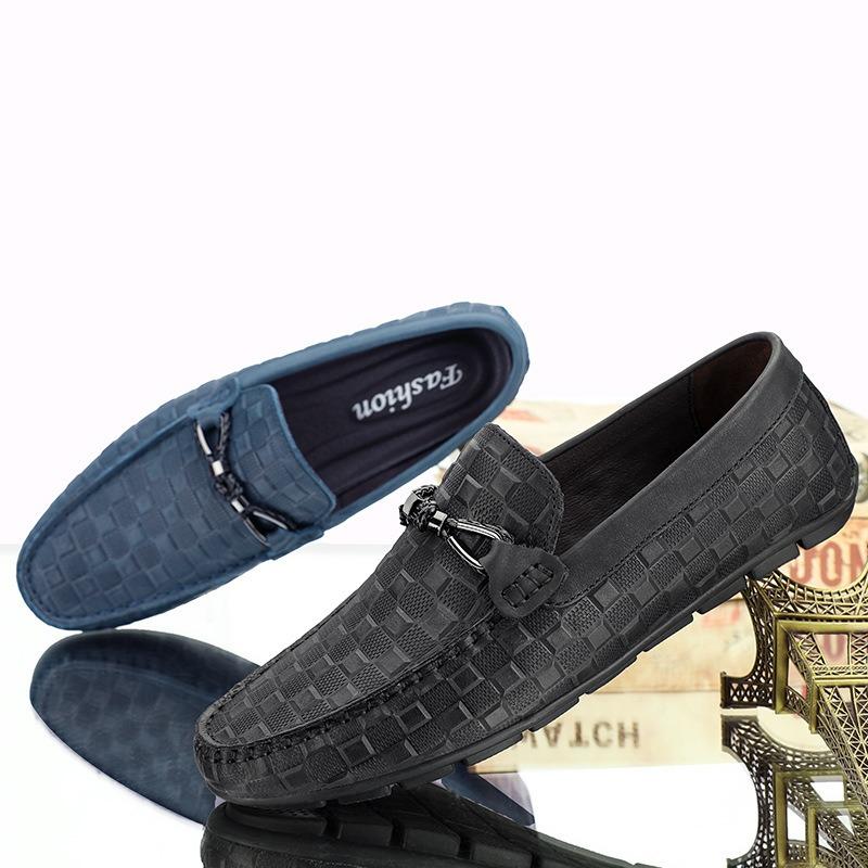 Trendy brand men's shoes first layer leather men's leather shoes breathable lazy business casual one pedal Doudou shoes British
