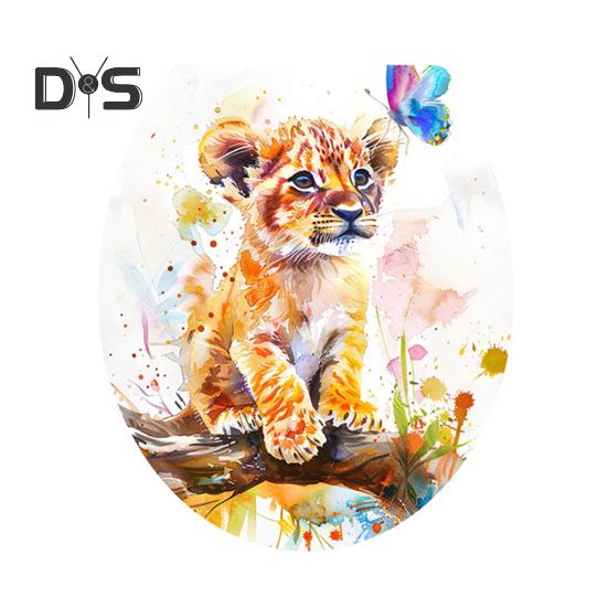 

Наклейка на унитаз с изображением тигра-бабочки, водонепроницаемая, съемная, самоклеящаяся, из ПВХ, для гостиной, ванной комнаты, настенное искусство, маленькая картина с тигром, крышка сиденья унитаза Tiger