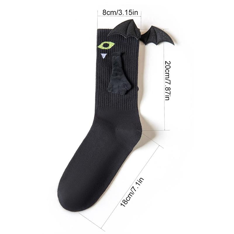 Meias de Casal com Design de Morcego de Halloween, Meias Fofas de Halloween com Design de Fantasma, Meias Confortáveis Magnéticas para Dar as Mãos, Tamanho Único Especial
