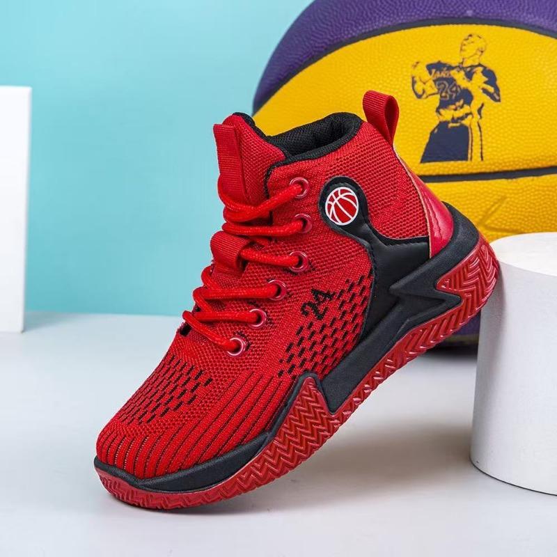 

6 large size sports shoes fly-woven breathable mesh fashion shoes spring and autumn basketball shoes 26 красный