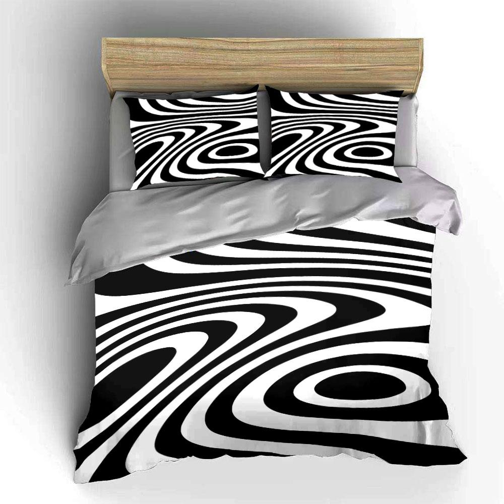 Black and White Swirl Pattern Bedding Duvet Cover Set Duvet Cover Pillowcases (1 * Duvet Cover 2 * Pillowcases, without duvet insert)