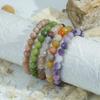 European Multi-Color Faceted Beaded Elastic Bracelet, Stackable Semi-Precious Stone Design