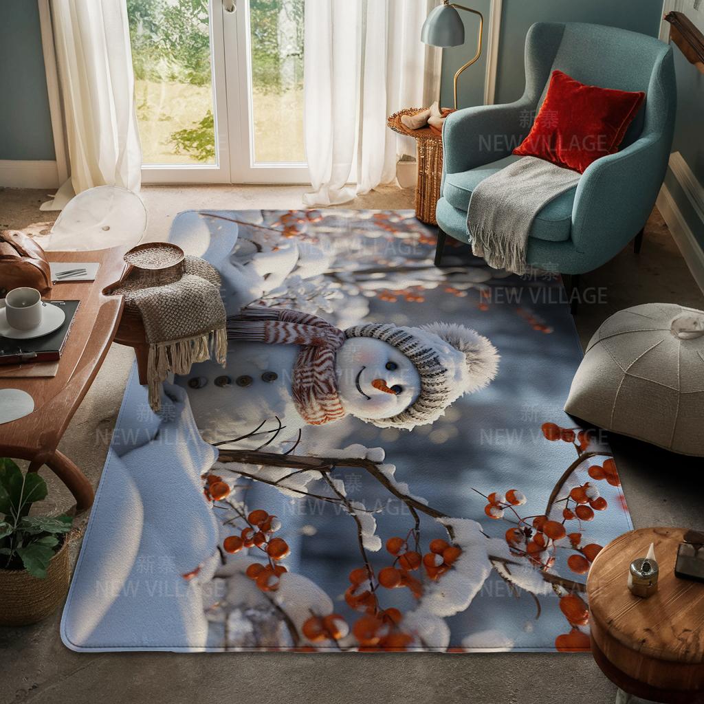 House Entrance Carpet Home Door Mat Living Room Bath Foot Bathroom Non-slip Water Absorption Rugs Bath Merry Christmas Winter