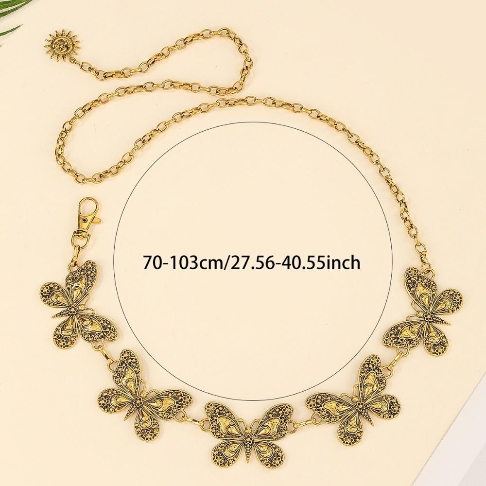 Fashion Butterflies Metal Waist Chain Y2K Punk Dress Jeans Waistband Hollow Out Waist Chain Belt Women
