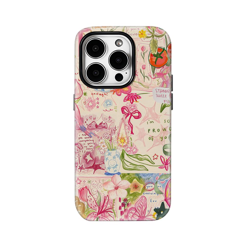 

Чехол для телефона с цветочными словами для IPhone 16 15 14 13 12 11 X XS XR XSMAX 7 8 Pro Max Plus Двухслойная задняя крышка IPHONEXSMAX