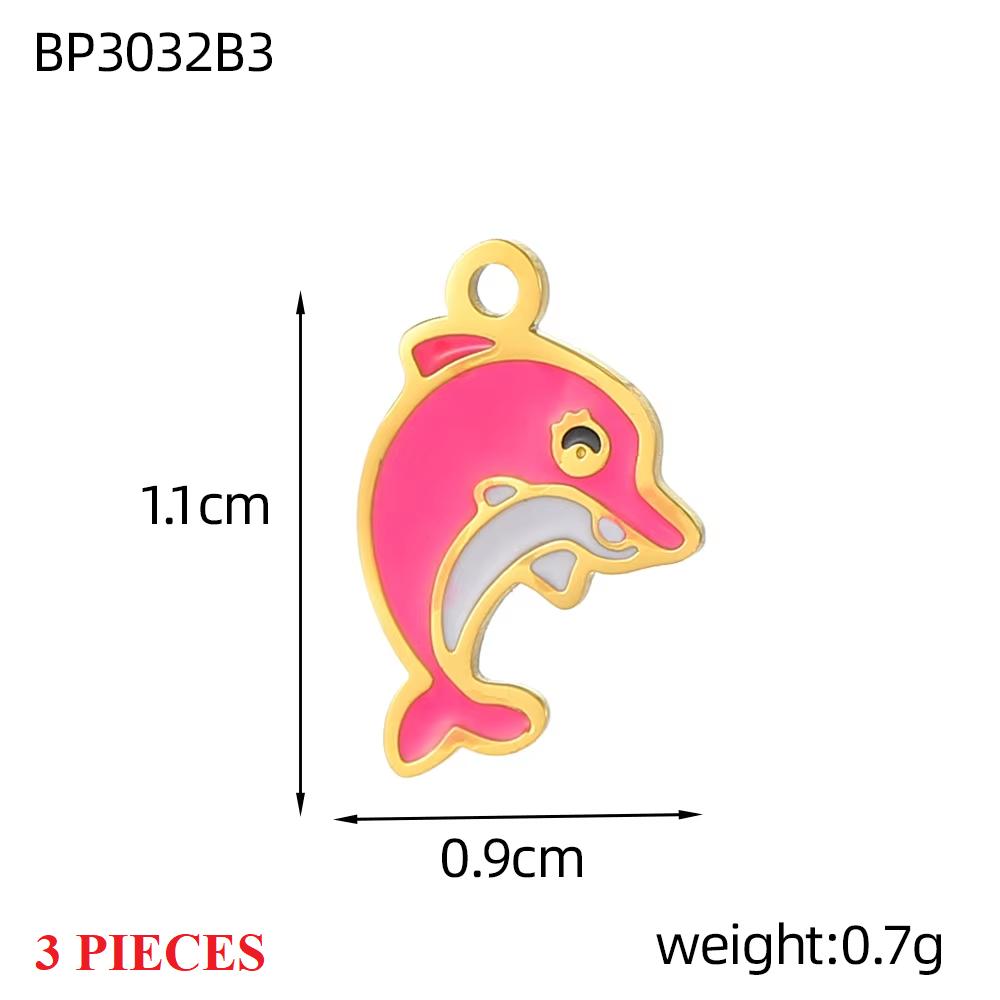 3PCS/LOT CARLIDANA Enamel Turtle Rabbit Bear Charms, Colored Stainless Steel Pendants for Women DIY Necklace Jewelry