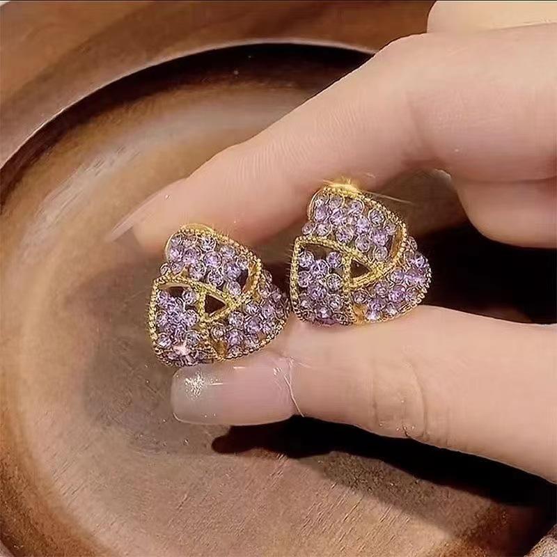 Purple Exquisite Earrings: High-End 2025 Niche Light Luxury Silver Needle Studs - Elegant Temperament Ear Jewelry