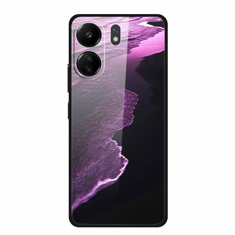 Für Redmi 12C 13C 11A Handyhülle Gehärtetes Glas Harte Abdeckung für Xiaomi Redmi 12 C 13 C 11 A Hülle Bunte Blumen Rückseitenhüllen