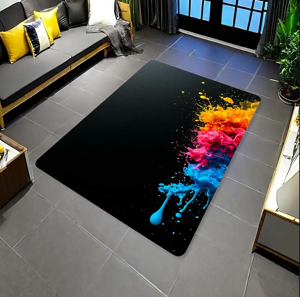 Colorful Smoke Carpet for Game Room Rainbow Lightning Pattern Carpet Game Anti-slip Mat Graffiti Carpet Home Decoration