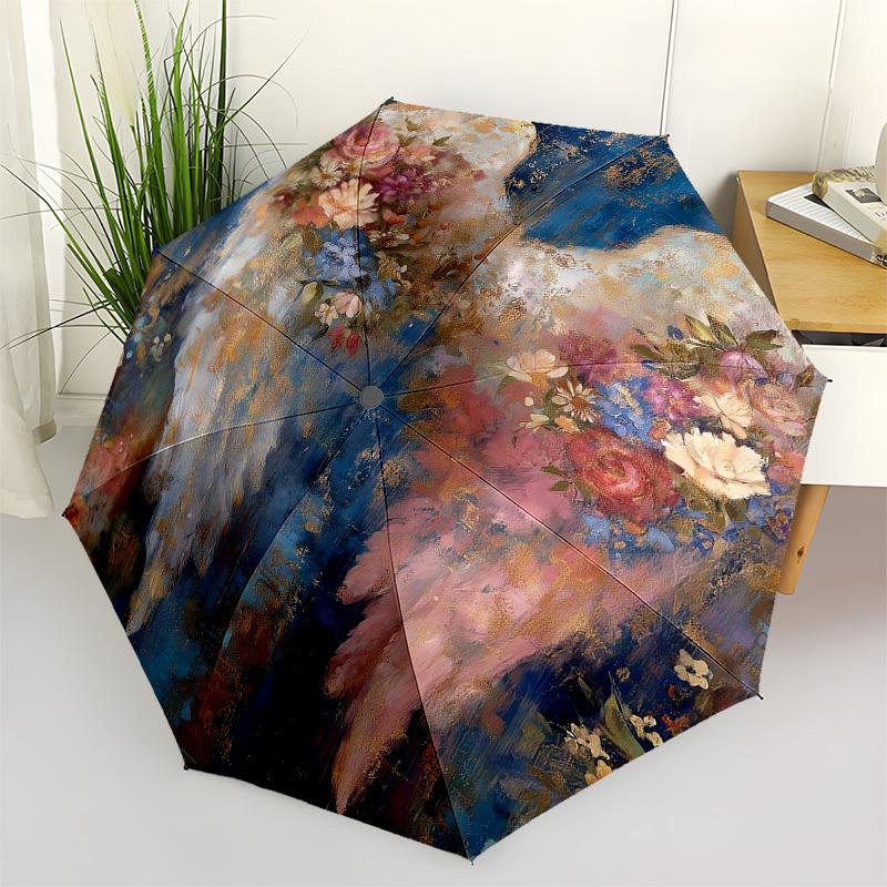 1pc Floral Angel Wings Art Print Umbrella with Plastic Handle,Vibrant Cartoon Pattern,Multi-functional UmbrellaPT156