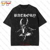 Bathory Koza Bathory Legenda Černého Metalového Quorthona Vintage Oversized Tričko TWX