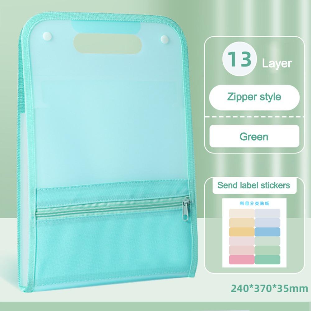 Vertical Accordion Zipper Bag 13 Pockets Waterproof Test Paper Storage Bag Large Capacity Classified Storage Document Pouch