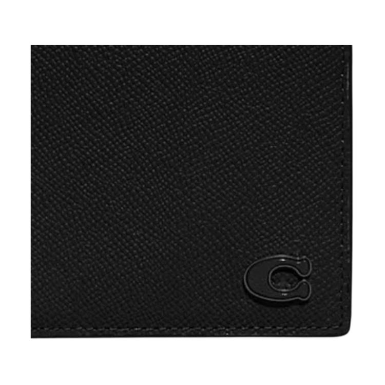 Coach Billfold Wallet 10 Solid Color Letter Logo Folded Card Holder Leather Wallet Mini Men Wallets Black CJ883-BLK