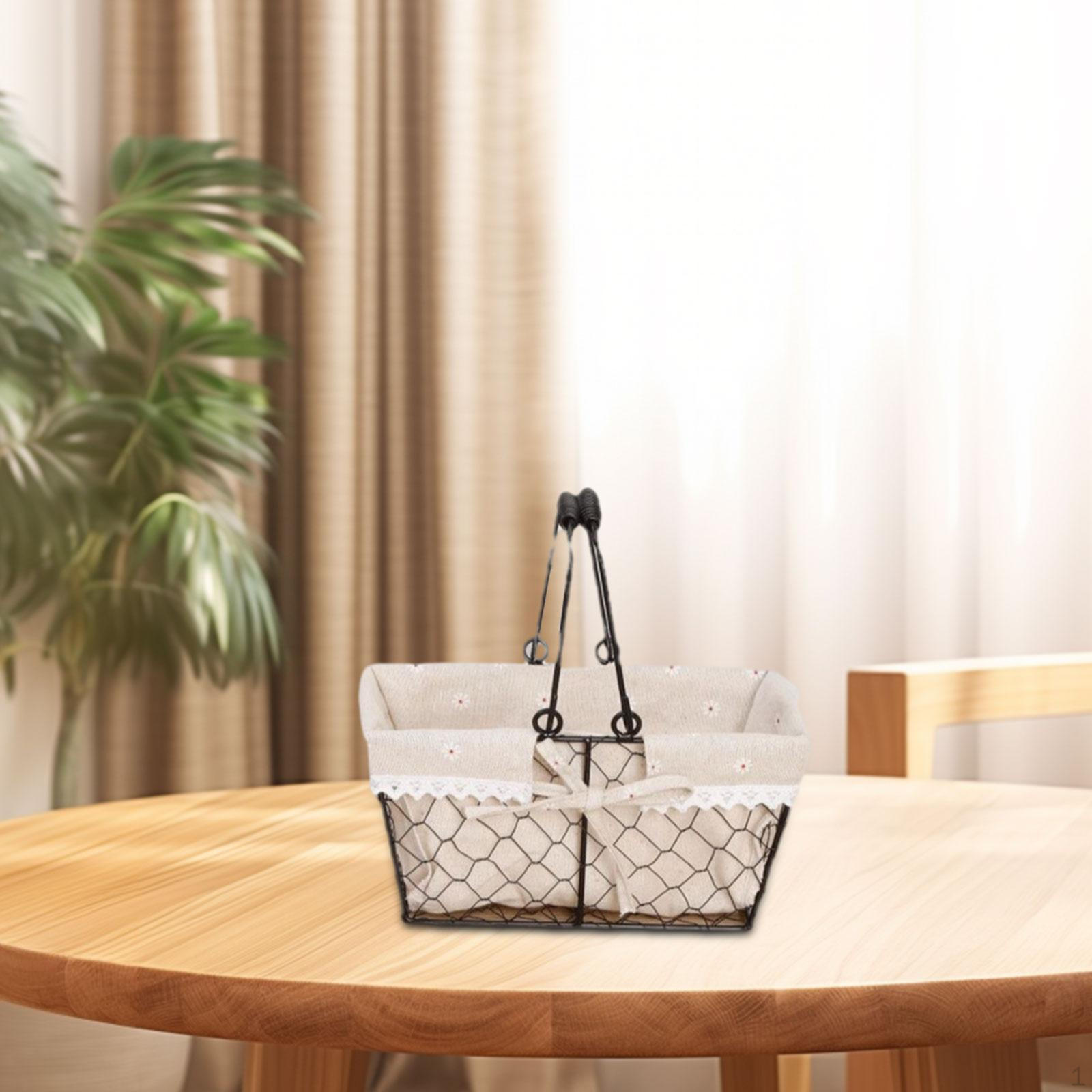 Корзина для хранения Настольный органайзер для мелочей Декоративный с ручкой Корзины для кладовой Фрукты Белье Square