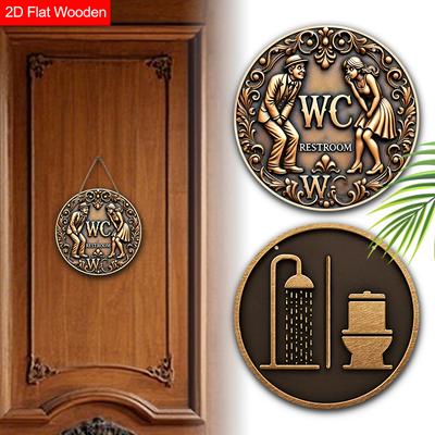 Retro Wooden Toilet Sign - Unique Bathroom Decorative Plaque - Ideal Hanging Ornament for Wall Decor