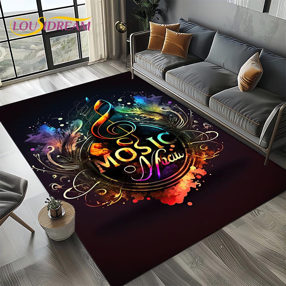 Note Music Colorful Musical Score Cartoon Dream Carpet Rug for Living Room Bedroom Home Sofa Decoration,Kid Non-slip Floor Mat
