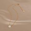 Stainless Steel White Shell Flower Pendant Necklace For Women Girls Gold Color Cute Clavicle Chain Jewelry Wedding Birthday Gift