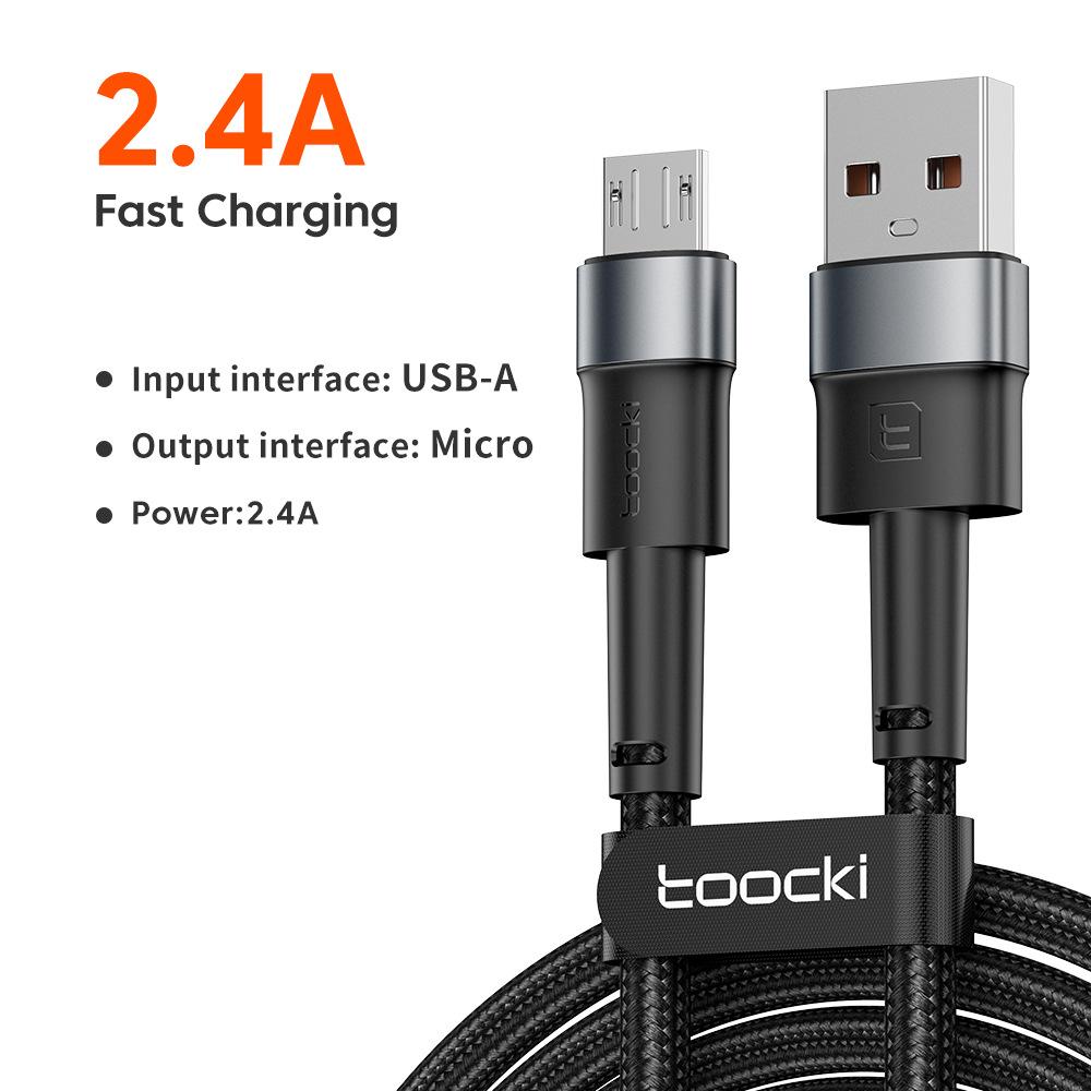 2.4A Fast Charging Cable USB A To Micro USB, Aluminum Alloy Shell Android Charger Cord for Huawei Samsung