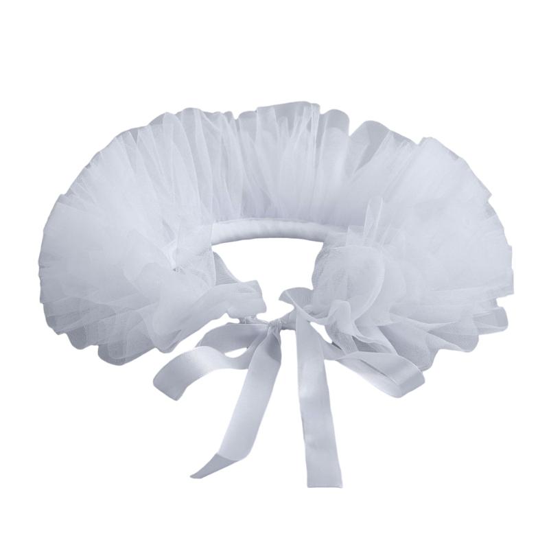 

Lace Ruff Collar Adjustable Belt Tulle Collar for Masquerades Stage Performances Victorian Palaces Styles Costume Collar білий