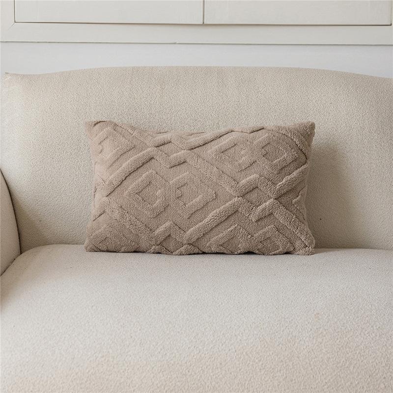 New Sofa Pillow Shu Cotton Velvet Rice Pattern Living Room Sofa Decorative Waist Pillow Case Home Pillow Case