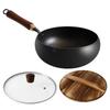 Patelnia Wok ze Stali Węglowej 9,5 cala Wok Nieprzywierający Bez Powłoki do Gotowania na Gazie Smażenia Stir-Fry na Kemping Kuchnia Kuchenka Indukcyjna