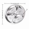 Round Stainless Steel Divided Plate Thicken Large Capacity Vegetable Preparation Plate with Compartment Dessert Fruit Plates
