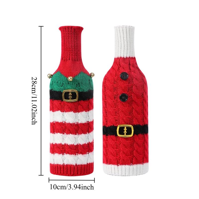 1pcs Christmas Wine Bottle Covers Cartoon Santa Snowman Knitted Red Wine Bottle Bags New Year Party Xmas Dinner Table Decoration